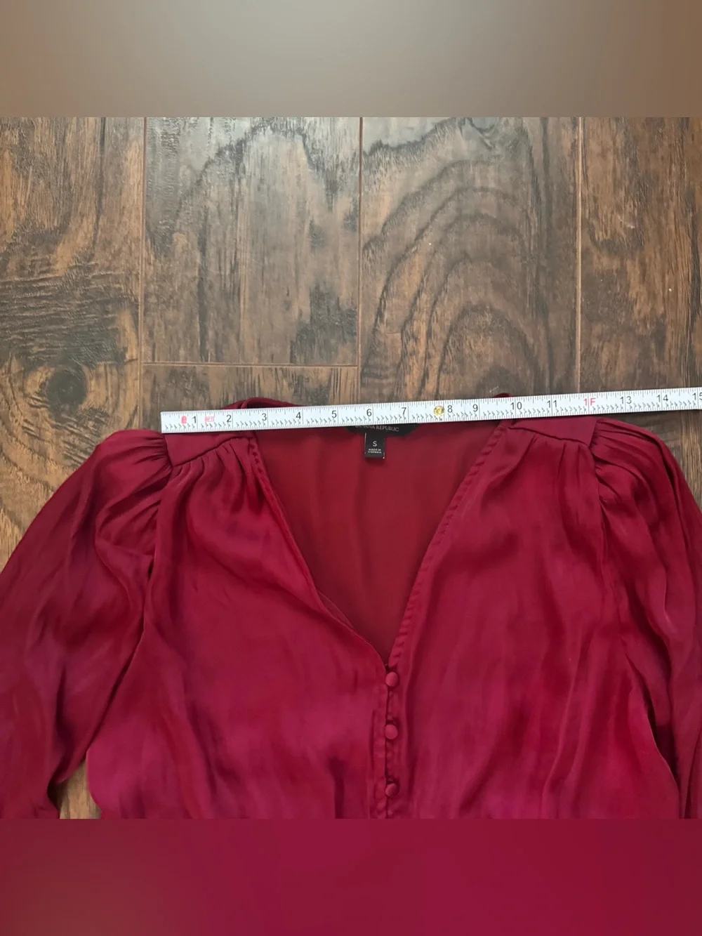 Banana Republic Cranberry Red Size Small Puff Sleeve Blouse